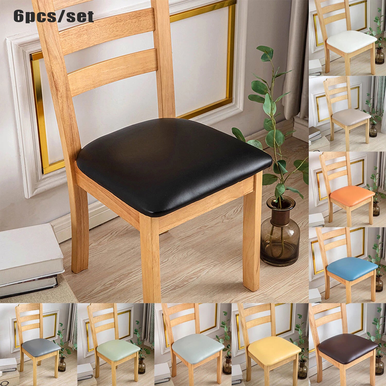 4pcs 100% Waterproof PU Leather Dining Chair Slipcovers