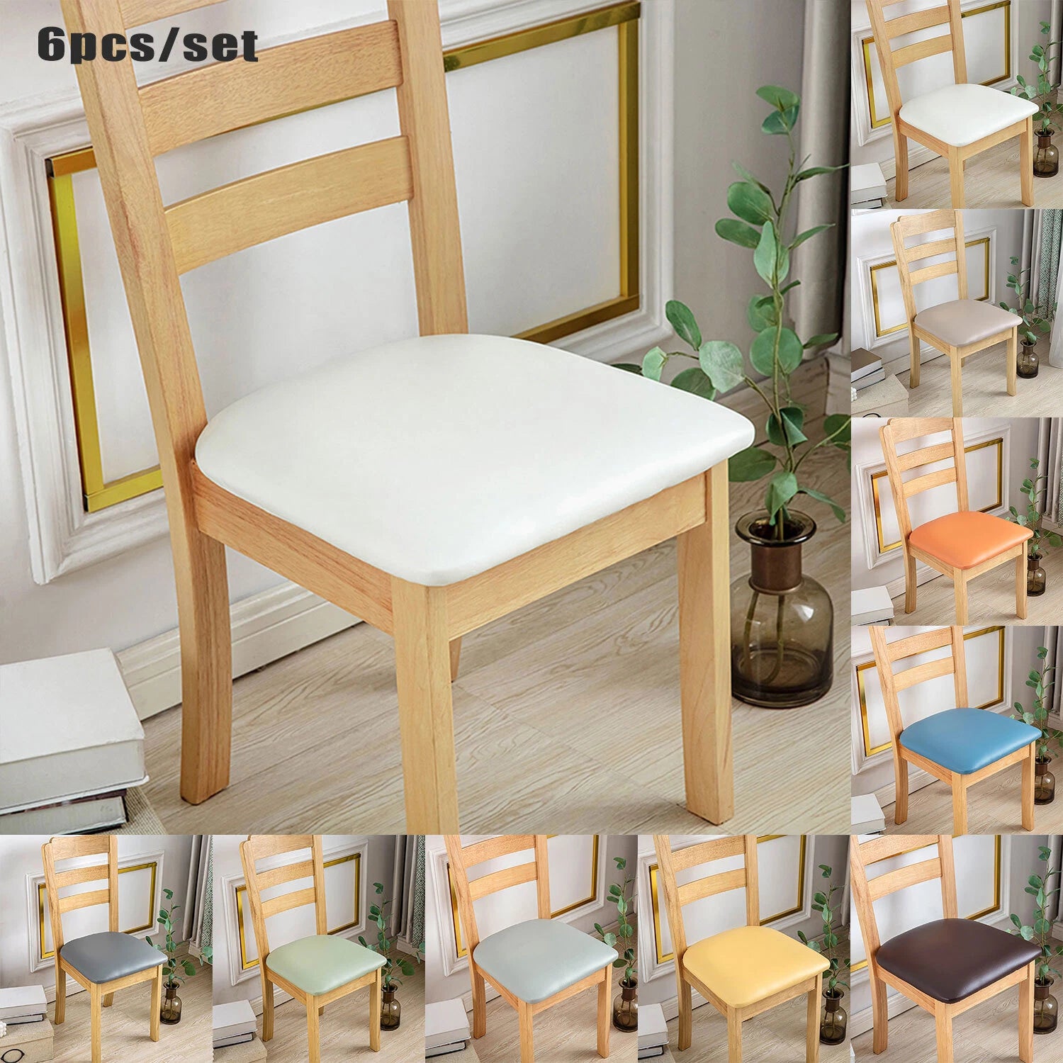 4pcs 100% Waterproof PU Leather Dining Chair Slipcovers