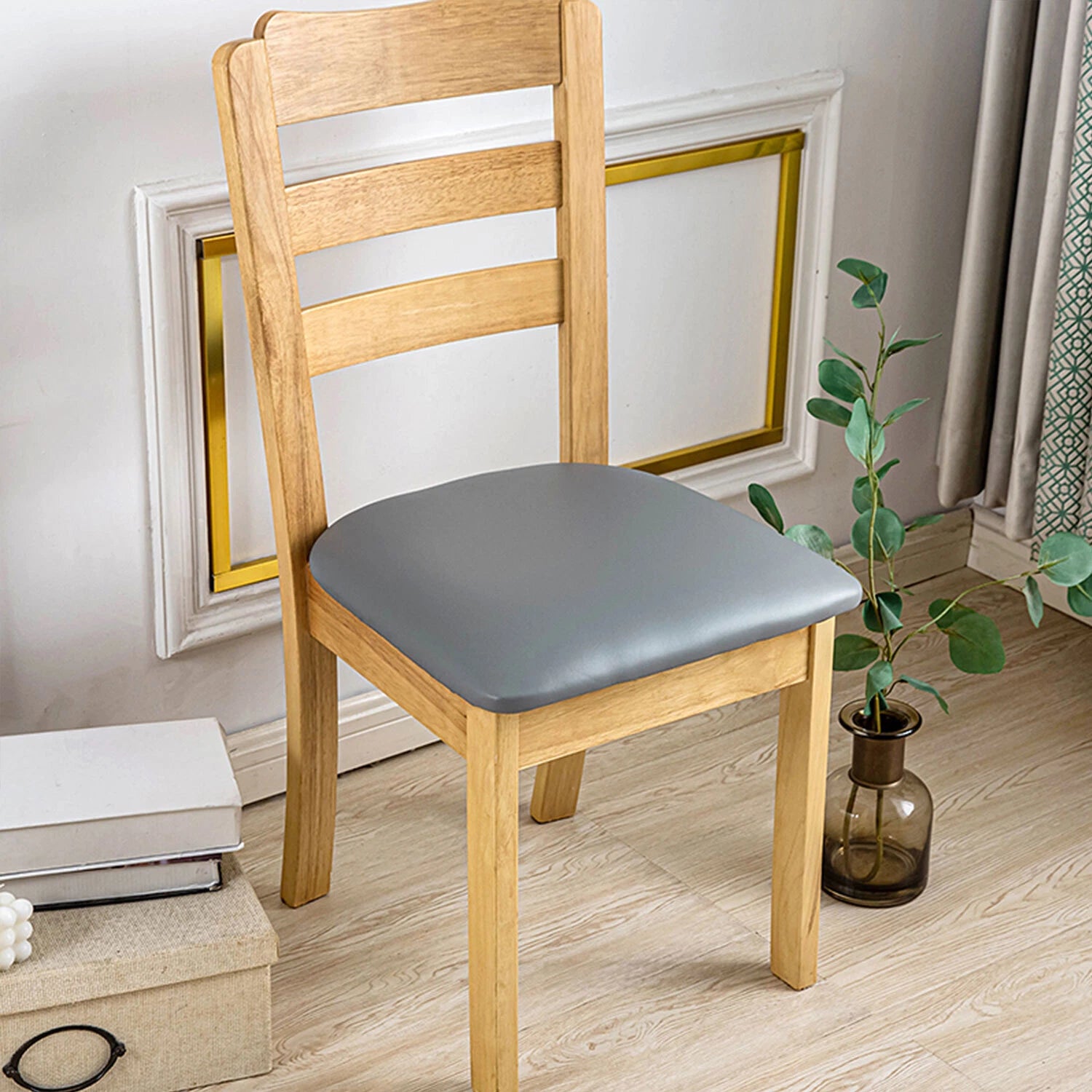 4pcs 100% Waterproof PU Leather Dining Chair Slipcovers